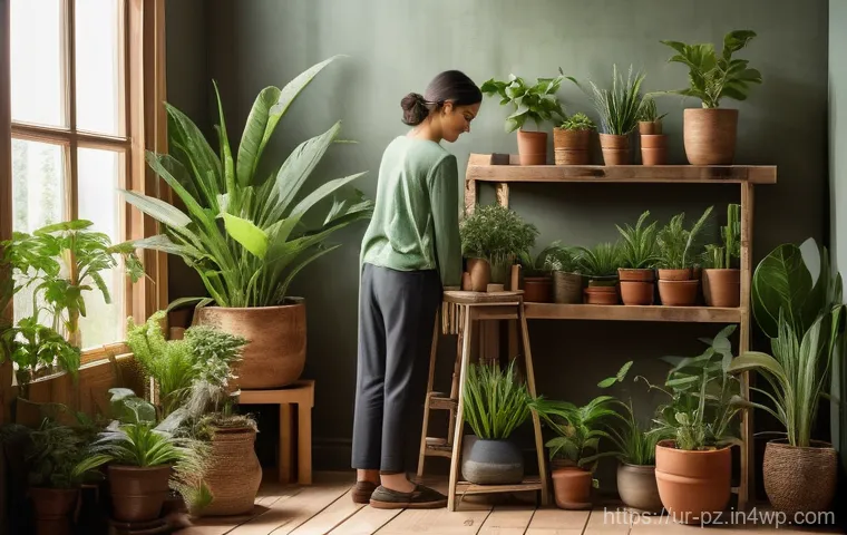자연과 연결되는 예술적 방법 - Prompt 1: Serene Indoor Oasis with Repurposed Elements**