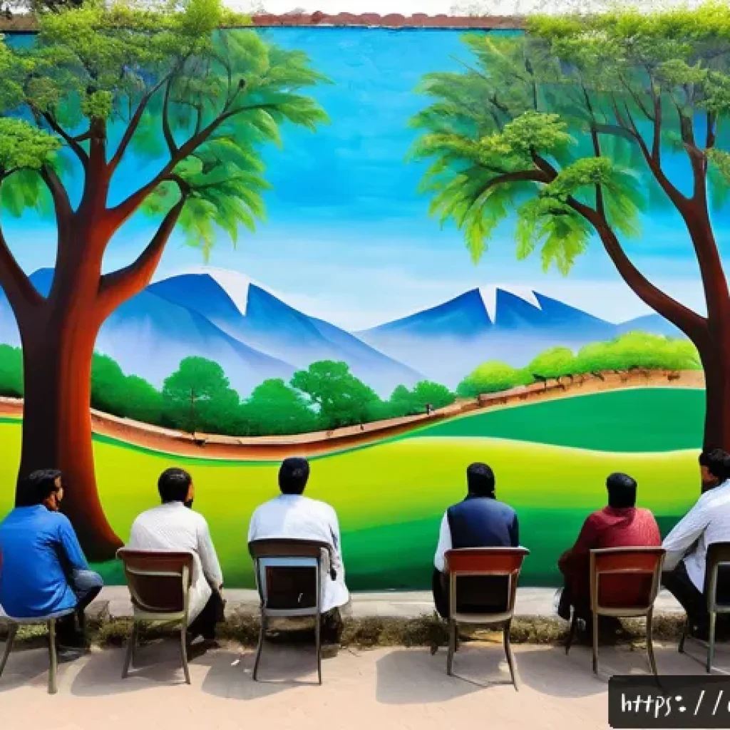 자연을 주제로 한 공공 미술 프로젝트 - A vibrant community mural in an urban park in Pakistan, featuring local artists and residents collab...