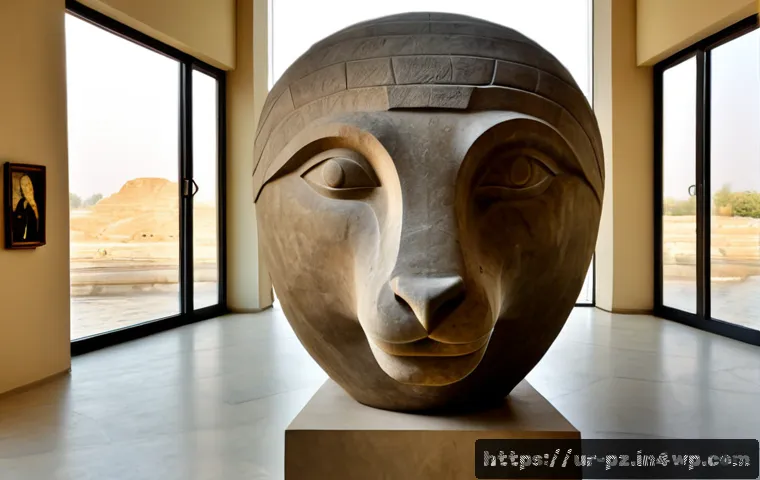Home 15 고대 자연 예술의 현대적 재해석 - Photorealistic contemporary art gallery in Lahore, a large modern stone sculpture inspired by ancien...